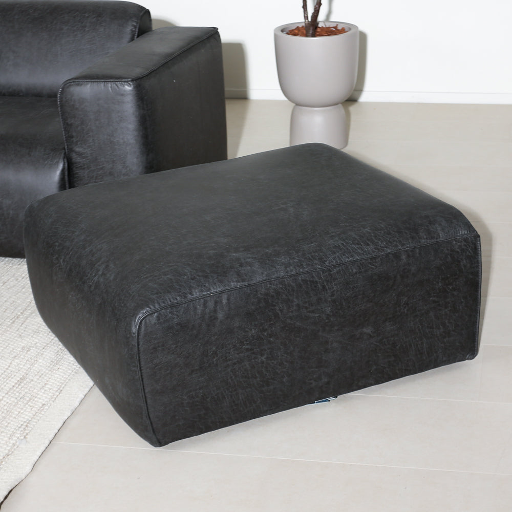 Hocker antraciet ecoleer - 98x88x43 cm - Jaylen