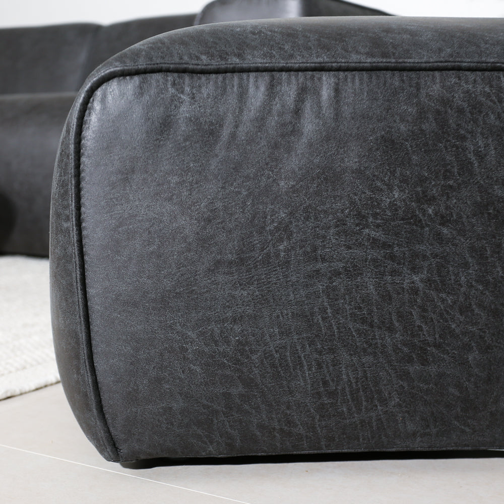 Hocker antraciet ecoleer - 98x88x43 cm - Jaylen