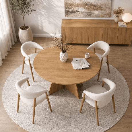 Eetkamertafel rond Eiken melamine - 120 cm - Mary