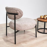 Ronde Scandinavische fauteuil beige gemêleerde stof Nova