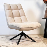 Scandinavische draaifauteuil beige bouclé stof 360° draaibaar Yuki
