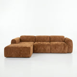 Banken-Hoekbank oker chenille stof - 292x170 cm - Shane - links-Dimehouse