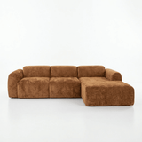 Banken-Hoekbank oker chenille stof - 292x170 cm - Shane - rechts-Dimehouse