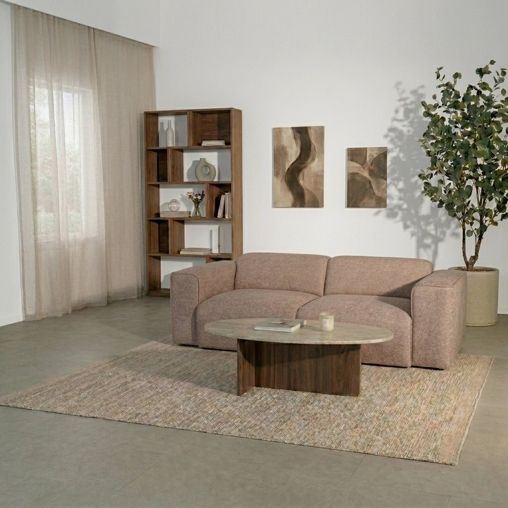 Banken-3-zits bank taupe chenille bouclé - 240x98 cm - Jaylen-Dimehouse