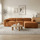 Banken-Hoekbank oker chenille stof - 292x170 cm - Shane - rechts-Dimehouse