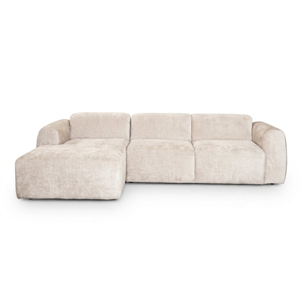 Banken-Hoekbank beige chenille stof - 292x170 cm - Shane - links-Dimehouse