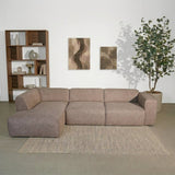 Banken-Hoekbank taupe chenille bouclé - 305x169 cm - Jaylen - links-Dimehouse