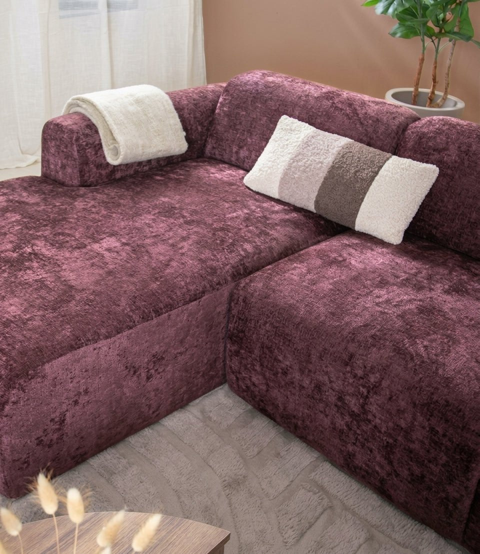Banken-U-bank paars chenille stof - 342x165 cm - Shane-Dimehouse