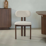 Eetkamerstoelen-Japandi Eetkamerstoel Miyo Bouclé Beige - Walnootlook Frame-Dimehouse