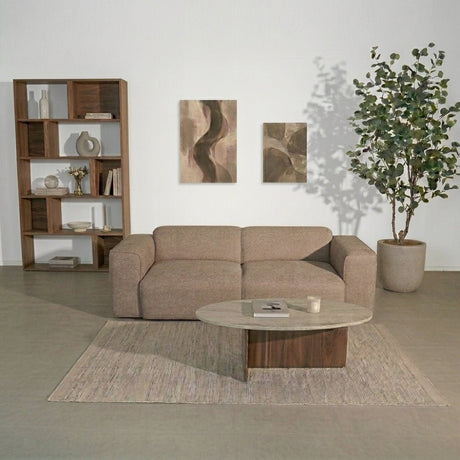 Banken-3-zits bank taupe chenille bouclé - 240x98 cm - Jaylen-Dimehouse