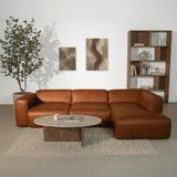 Banken-Hoekbank cognac ecoleer - 305x169 cm - Jaylen - rechts-Dimehouse