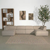Banken-U-bank beige chenille bouclé - 370x169 cm - Jaylen-Dimehouse