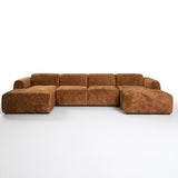 Banken-U-bank oker chenille stof - 342x165 cm - Shane-Dimehouse