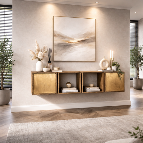 Hangend Dressoir Maceo Mangohout Zand met Brass Accent 169 cm