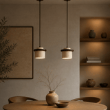 Hanglamp 1 licht - Walnoot & Travertin - Hakaro