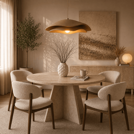 Hanglampen - Hanglamp beige carbon betonnen kap - 40 en 50 cm - Flowing - Dimehouse