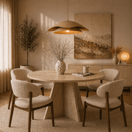 Hanglampen - Hanglamp beige carbon betonnen kap - 40 en 58 cm - Flowing - Dimehouse