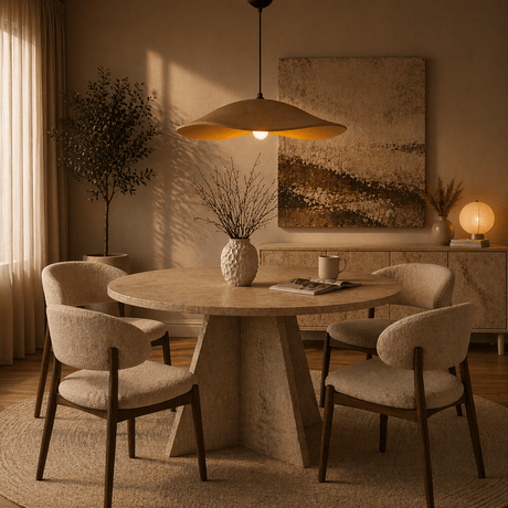 Hanglampen - Hanglamp beige carbon betonnen kap - 58 cm - Flowing - Dimehouse