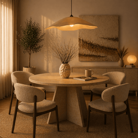 Hanglampen - Hanglamp beige carbon betonnen kap - 59 cm - Flowing - Dimehouse