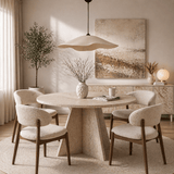Hanglampen - Hanglamp beige carbon betonnen kap - 59 cm - Flowing - Dimehouse