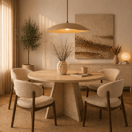 Hanglampen - Hanglamp beige carbon betonnen kap - robuust - 58 cm - Flowing - Dimehouse