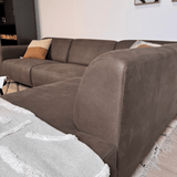 Hoekbank antraciet robuust eco-leer Barin - rechts