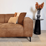 Industriële hoekbank cognac eco-leer Brisbane - links