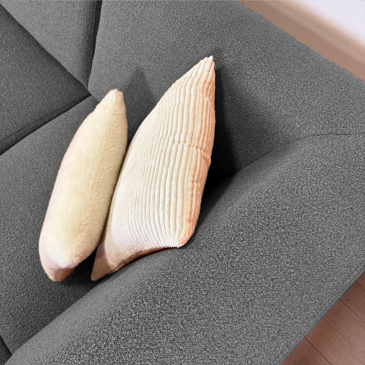 Hoekbank grijs bouclé stof Maël  - rechts