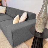 Hoekbank grijs bouclé stof Maël  - links