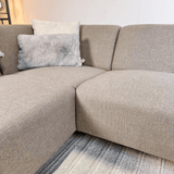 Hoekbank met compacte lounge beige gerecyclede stof Moby - links
