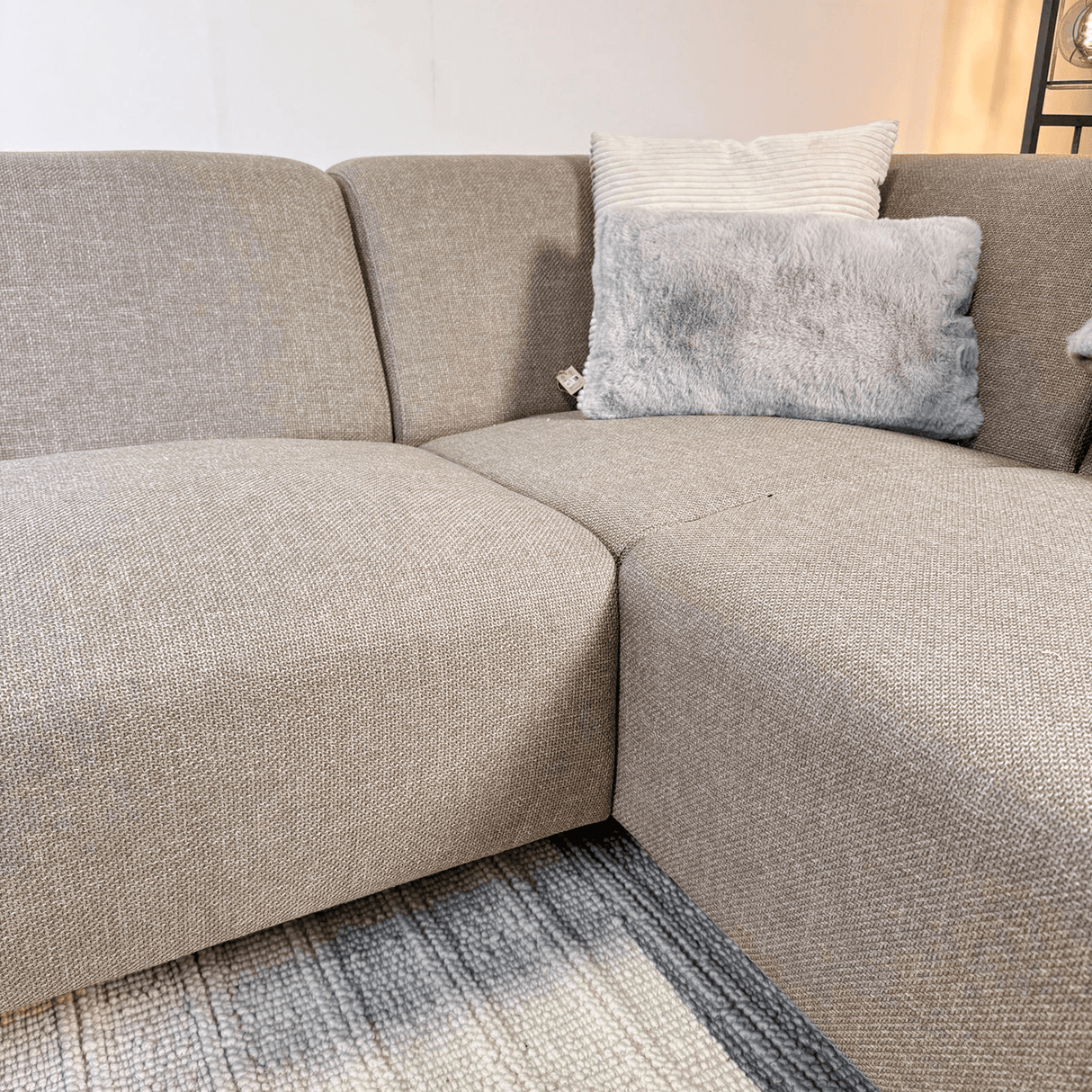 Hoekbank met compacte lounge beige gerecyclede stof Moby - rechts