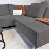 Hoekbank met chaise longue antraciet chenille Yara - rechts