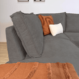 Hoekbank met chaise longue antraciet chenille Yara - links