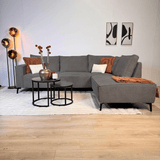 Hoekbank met chaise longue antraciet chenille Yara - rechts