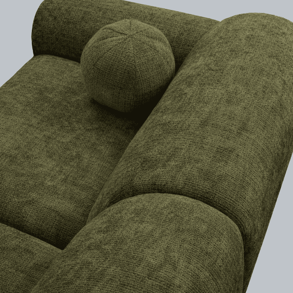 Hoekbank met lounge olijfgroen chenille stof Shane - links