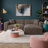 Hoekbank taupe chenille Wayne 264 cm - hoek links en rechts monteerbaar