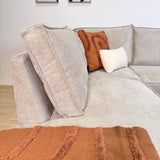 Hoekbank met chaise longue beige chenille Yara - links