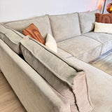 Hoekbank met chaise longue beige chenille Yara - links