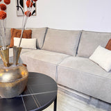 Hoekbank met chaise longue beige chenille Yara - links