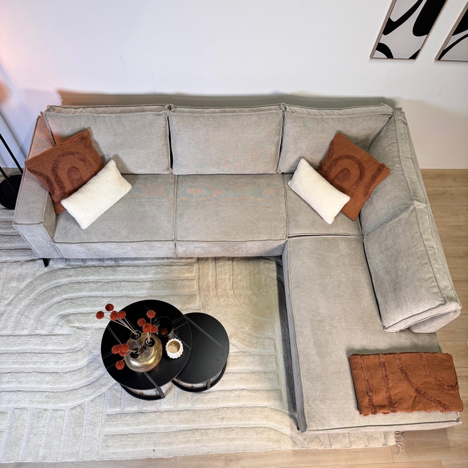 Hoekbank Yara chaise longue rechts beige | Dimehouse