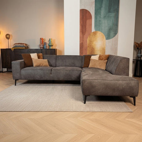 Industriële hoekbank antraciet eco-leer Brisbane - rechts