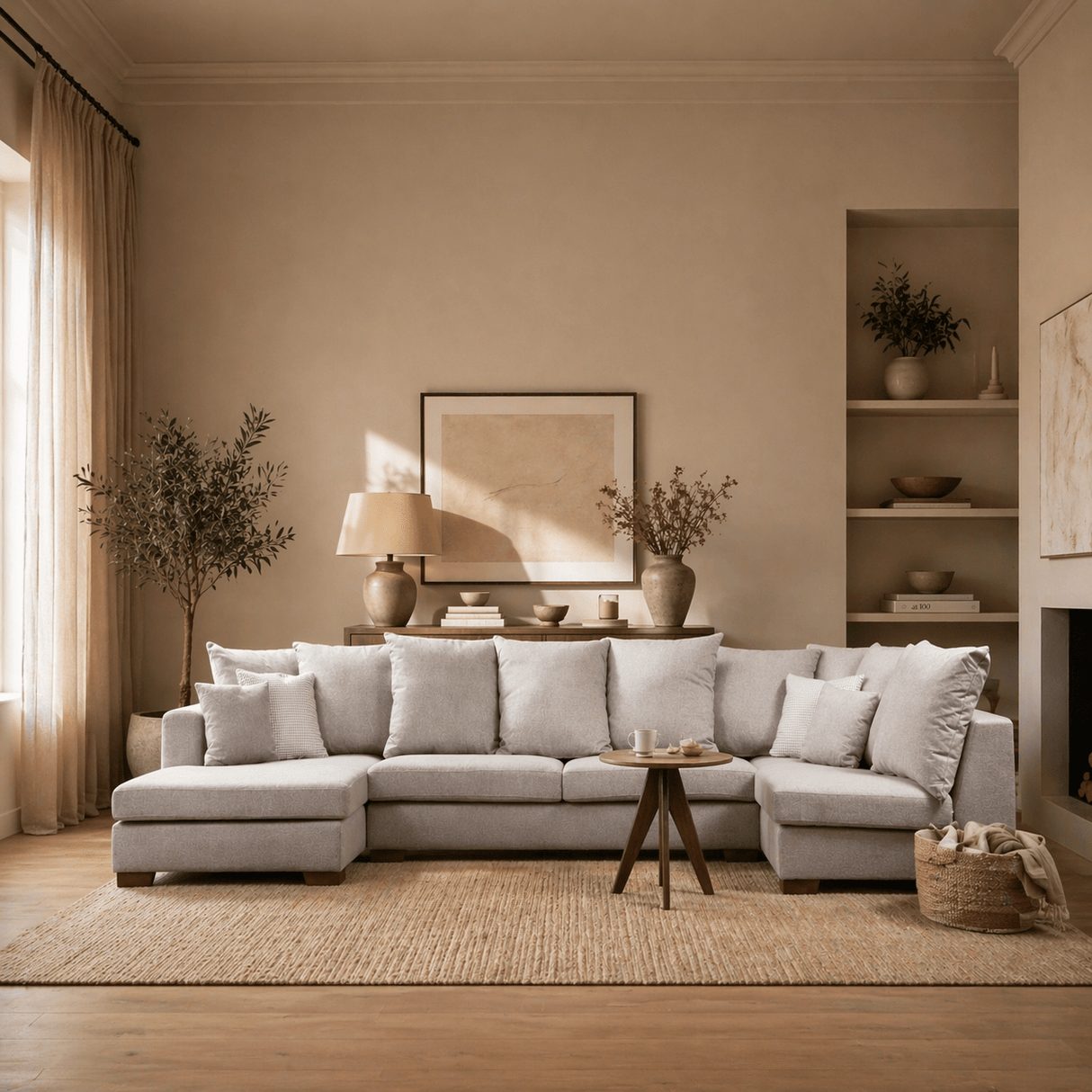Hoekbank beige U-opstelling - polyester - 380 cm - Colorado