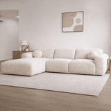 Hoekbank  beige bouclé stof - 292x169 cm - Shane - links