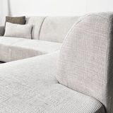 Hoekbank met chaise longue beige chenille stof Manon - rechts