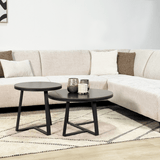Hoekbank met chaise longue beige chenille stof Manon - rechts