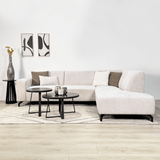 Hoekbank met chaise longue beige chenille stof Manon - rechts
