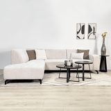 Hoekbank met chaise longue beige chenille stof Manon - links