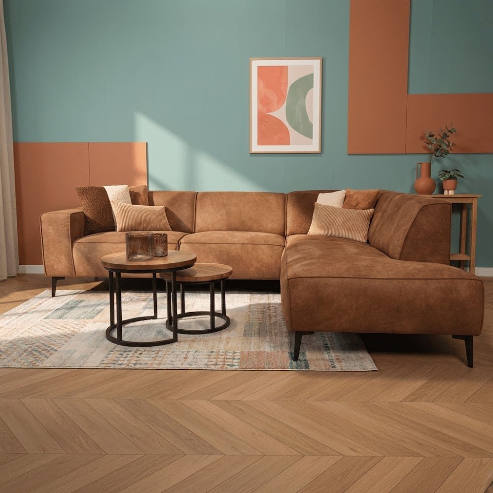 Industriële hoekbank cognac eco-leer Brisbane - rechts
