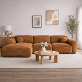 Banken - Hoekbank koper chenille stof - 292x169 cm - Shane - links - Dimehouse