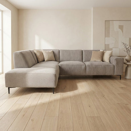 Hoekbank grijs chenille gemêleerd Ravi  – Links